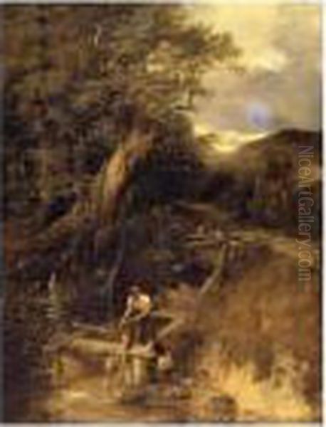 Casting The Throw Line Net Oil Painting by Frederick Richard Lee, R.A.