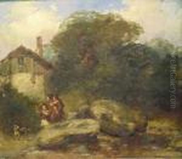 Peasant Family Oil Painting by Frederick Richard Lee, R.A.