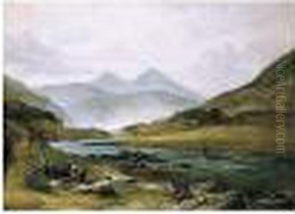 View Of Benmore Looking Up Glen Dochart Oil Painting by Frederick Richard Lee, R.A.