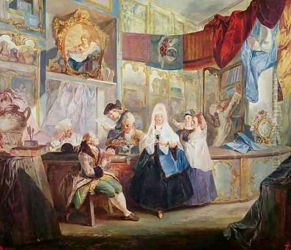 Interior of a Shop Oil Painting by Luis Paret Y Alczar