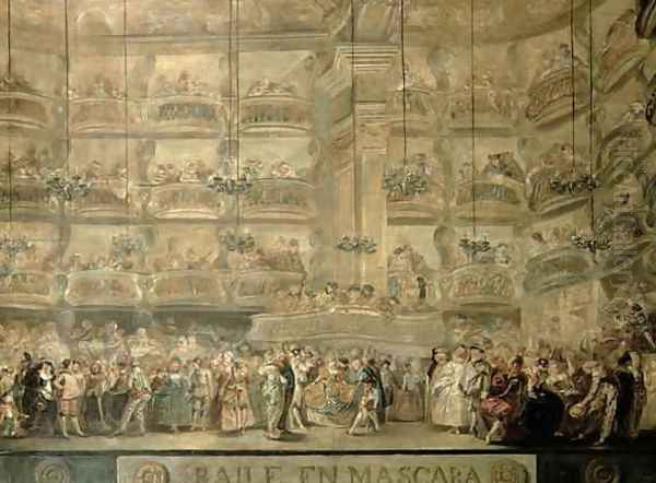 The Masked Ball, c.1767 Oil Painting by Luis Paret Y Alczar