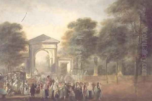 Promenade at the entrance of the Botanical Garden Oil Painting by Luis Paret Y Alczar