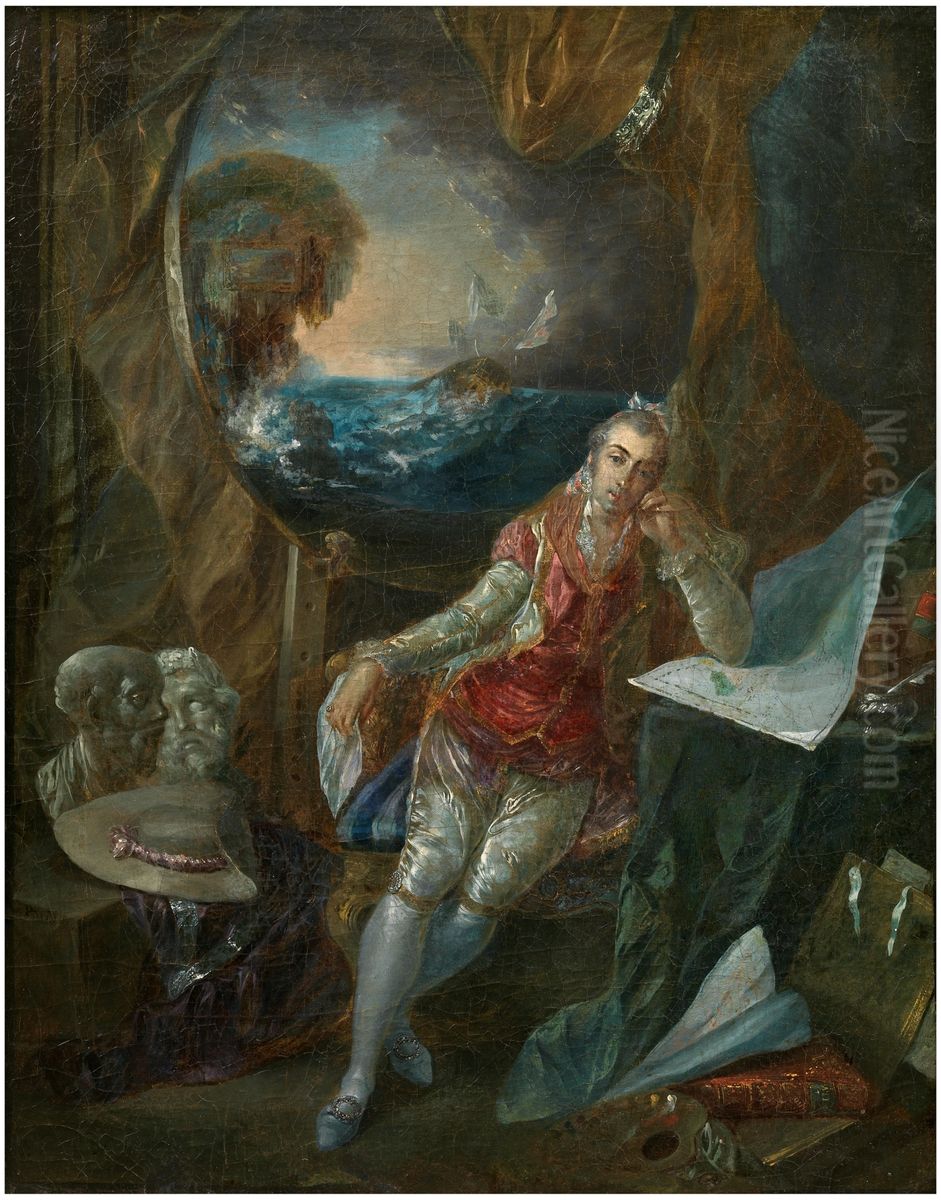 Self-Portrait in the Studio Oil Painting by Luis Paret Y Alczar