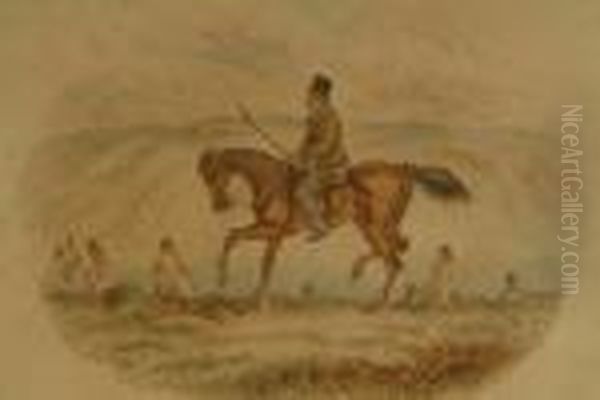 Blind With Rage - A Mount With The Harriers Humorous Hunting Scenes, A Pair Oil Painting by John Leech