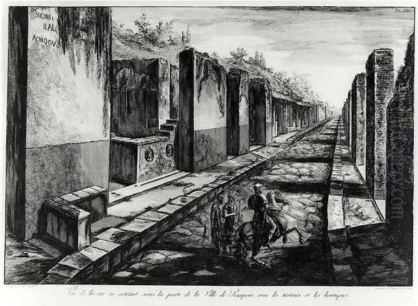 View of the Street of the Gateway of the city of Pompeii, from 'Antiquites de Pompeia' by G.B. Piranesi, engraved by Francesco Piranesi 1758-1810 1804 Oil Painting by Giovanni Battista Piranesi