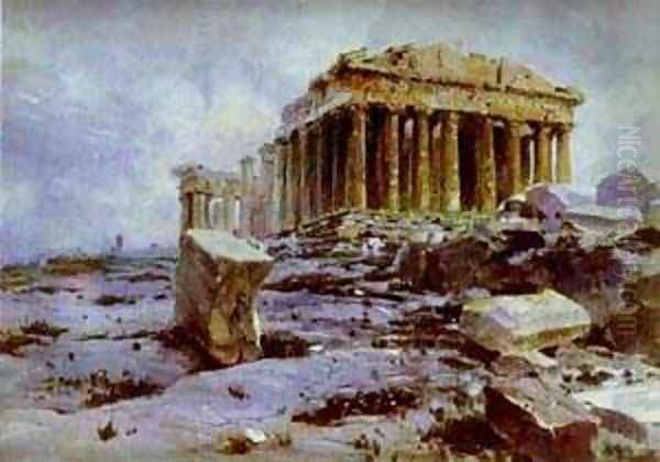 The Parthenon Temple Of Athena Pallas Oil Painting by Vasily Polenov
