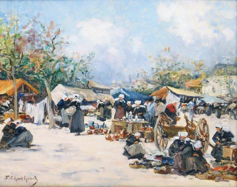 Bretagne, 
Le Marche Aux Poteries Oil Painting by Fernand Marie Eugene Legout-Gerard