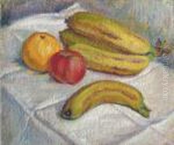 Orange, Pomme Et Bananes Sur Une Table Oil Painting by Raphael-Leon Leguilloux
