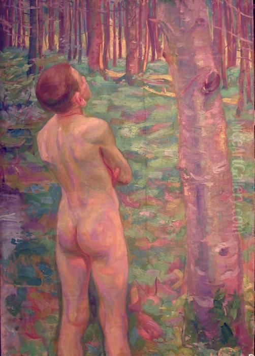 Petit Garcon Dans Les Bois Oil Painting by Raphael-Leon Leguilloux