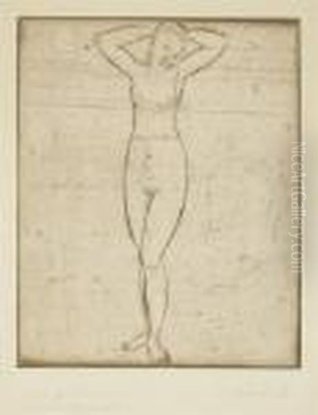 Stehendes Junges Weib Mit Uber Dem Kopf Verschrankten Armen Oil Painting by Wilhelm Lehmbruck