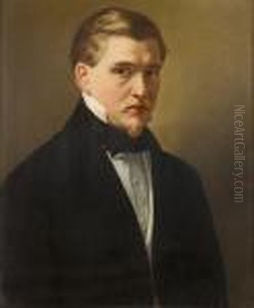 Self Portrait Oil Painting by Charles Henri Leickert