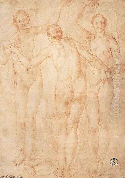 Three Graces c. 1535 Oil Painting by (Jacopo Carucci) Pontormo
