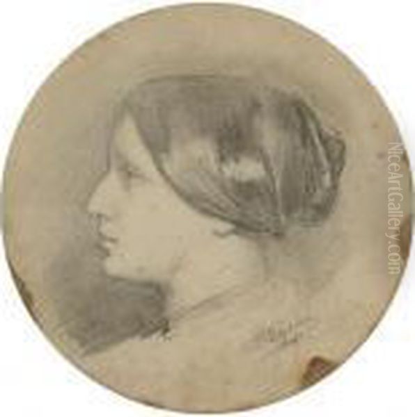 Study Of A Woman's Head In Profile Oil Painting by Frederick Leighton