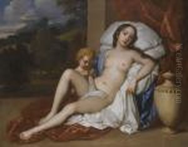 Portrait Of A Young Woman And 
Child, As Venus And Cupid, Almost Certainly Nell Gwyn (1650-1687) Oil Painting by Sir Peter Lely