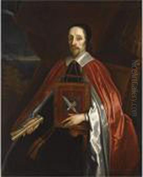 Portrait Of Christopher Wren 
(1589-1658), Dean Of Windsor, Holding The Register Of The Order Of The 
Garter Oil Painting by Sir Peter Lely