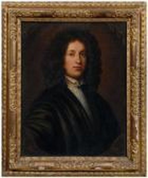 Gentleman Painted Within An Oval Oil Painting by Sir Peter Lely