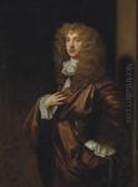 Portrait Of John Wilmot, 2nd 
Earl Of Rochester (1647-1680), Three-quarter-length, In A Burgundy 
Mantle Oil Painting by Sir Peter Lely