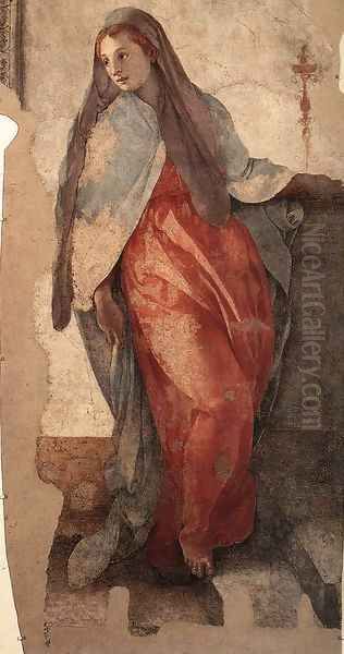 Annunciation (detail) 2 Oil Painting by (Jacopo Carucci) Pontormo