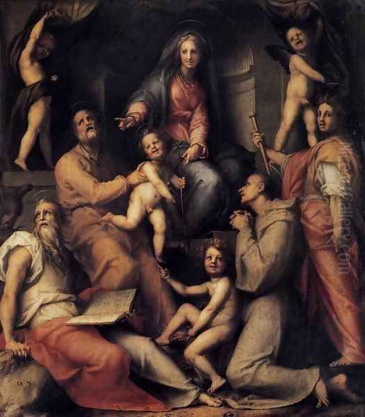 Madonna and Child with Saints Oil Painting by (Jacopo Carucci) Pontormo