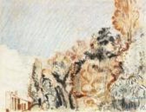 Le Jardin De L'artiste A Bruxelles (1908) Oil Painting by Georges Lemmen