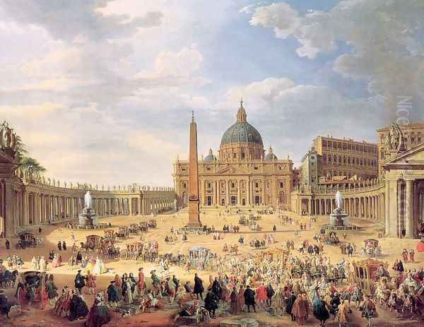 Departure of Duc de Choiseul from the Piazza di St. Pietro 1754 Oil Painting by Giovanni Paolo Pannini
