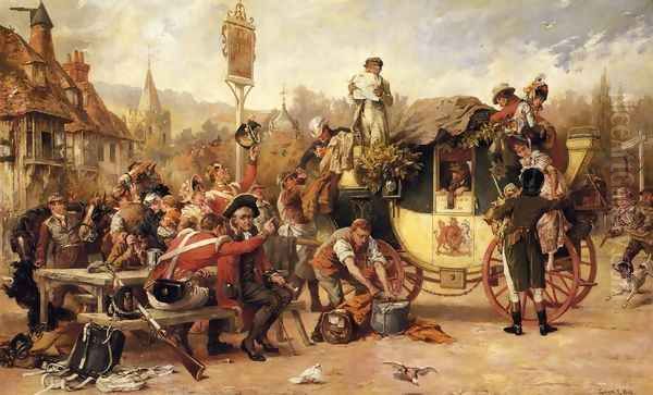 News of a Victory Oil Painting by Laslett John Pott