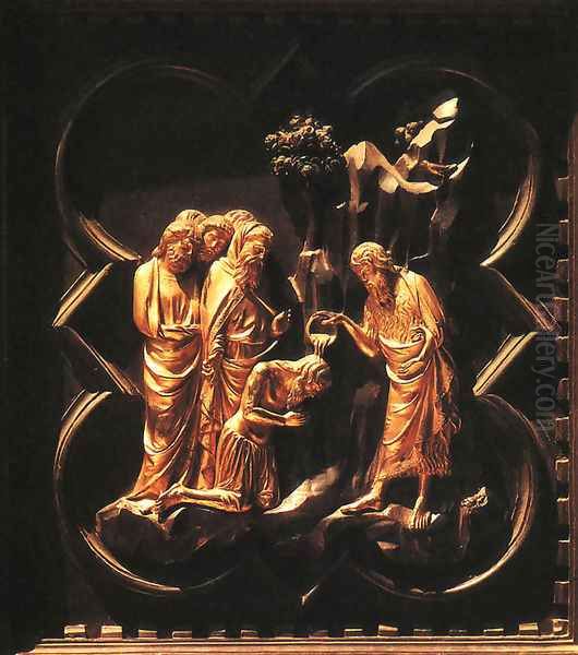 John Baptises the People Oil Painting by Andrea Pisano
