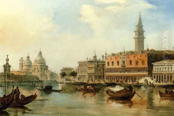The Bacino, Venice, With The Dogana, The Salute And The Doge's Palace Oil Painting by Edward Pritchett