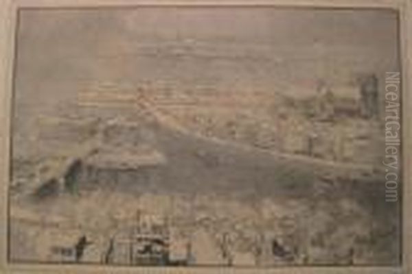 Paris Sous La Neige, Vu Du Haut De Saint-gervais Oil Painting by Auguste Lepere