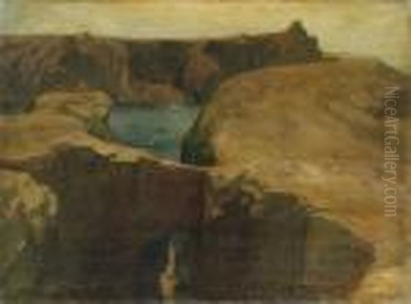 Falaises Au Bord De La Mer Oil Painting by Auguste Lepere