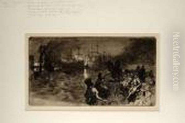 - Retour De Greenwich, La Nuit Oil Painting by Auguste Lepere