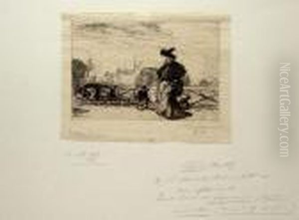 Ferme Aux Peupliers Oil Painting by Auguste Lepere