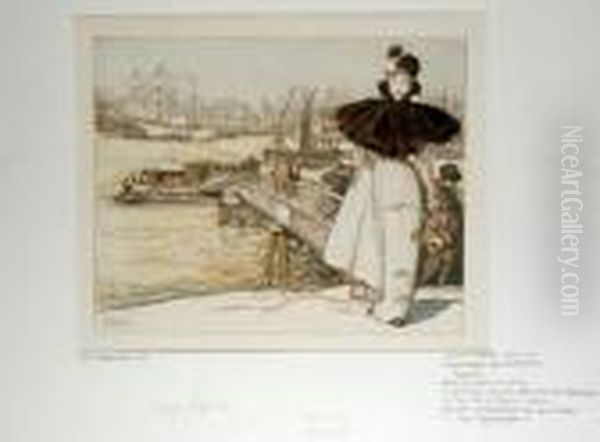 Embarcadere Sur La Garonne Oil Painting by Auguste Lepere