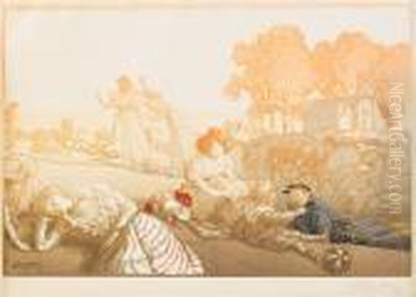 Dejeuner Sur L Herbe Oil Painting by Auguste Lepere