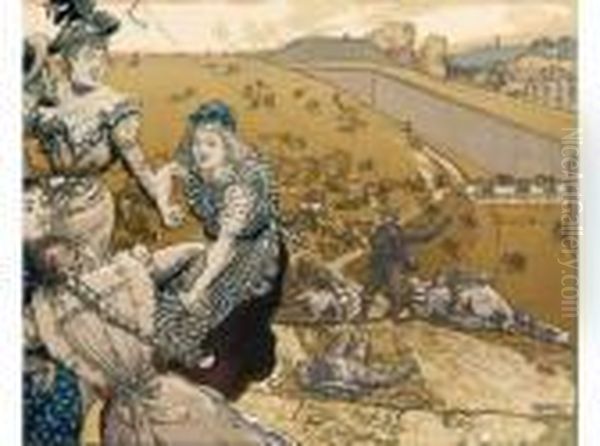 Dimanche Aux Fortifs Oil Painting by Auguste Lepere