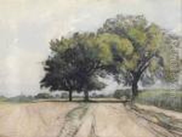 Champs Aux Trois Arbres, Crevecur Oil Painting by Auguste Lepere