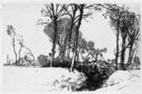 Soir D'hiver (vendee). 1914 Oil Painting by Auguste Lepere