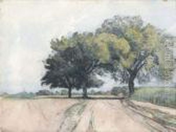 Champs Aux Trois Arbres, Crevecoeur,1912 Oil Painting by Auguste Lepere