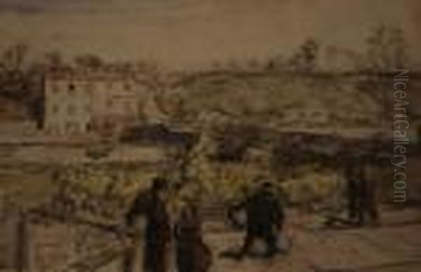 Vue De Gentilly
 Executee En 1904, Aquarelle, Signee Et Datee En Bas A Droite. Oil Painting by Auguste Lepere