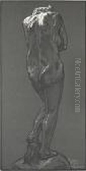 Standing Nude Oil Painting by Auguste Lepere