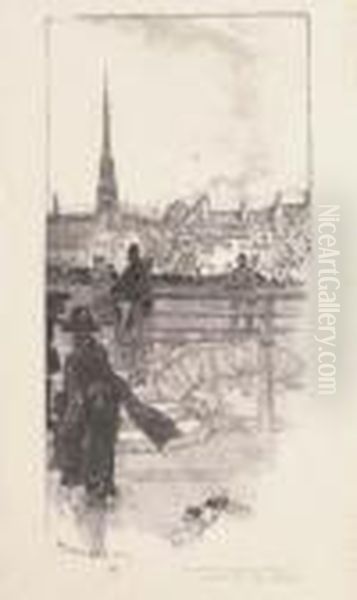 Vue De La Fleche De La Sainte Chapelle Oil Painting by Auguste Lepere