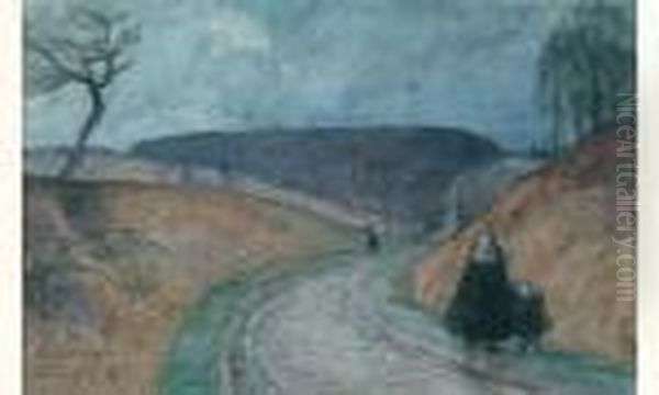 Crevecoeur, Une Route En Hiver Oil Painting by Auguste Lepere