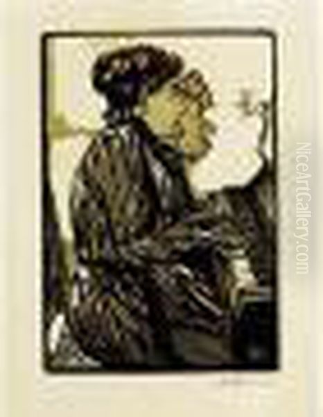 Etude A Quatre Mains. 1890. Oil Painting by Auguste Lepere