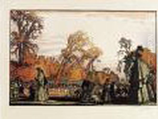 Le Bassin Des Tuileries. 1898. Oil Painting by Auguste Lepere