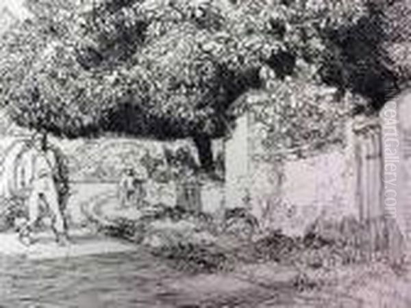 Souvenir De Saint-denis; La Maison De Madame B...(lotz-brissoneau372; 431) Oil Painting by Auguste Lepere