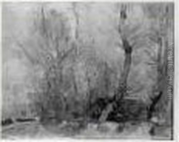 Tournant De Chemin, Paysage D'automne Oil Painting by Auguste Lepere