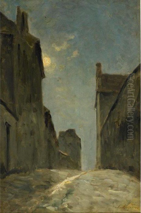 Night View, Montmartre, La Rue Du Mont-cenis Oil Painting by Stanislas Lepine