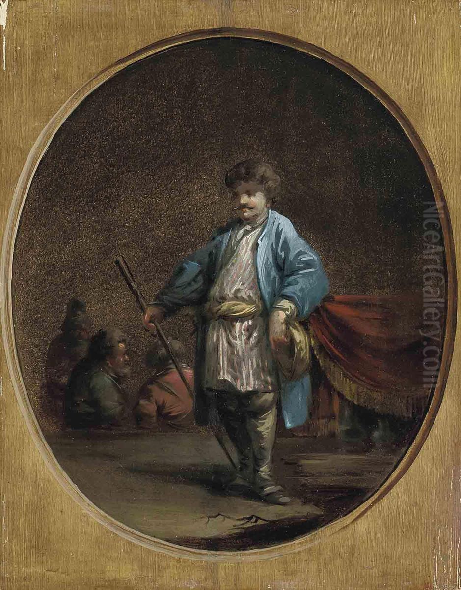 Le Prince A Trompe L'oeil With A Man In Georgian Dress Oil Painting by Jean-Baptiste Le Prince