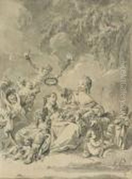 sujet Allegorique : Scene De Couronnement Oil Painting by Jean-Baptiste Le Prince