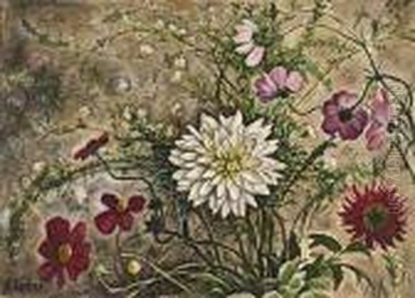 Fleurs. Oil Painting by Alfred Lesbros